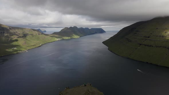 Drone From Klakkur Mountain With Coastline And Sea