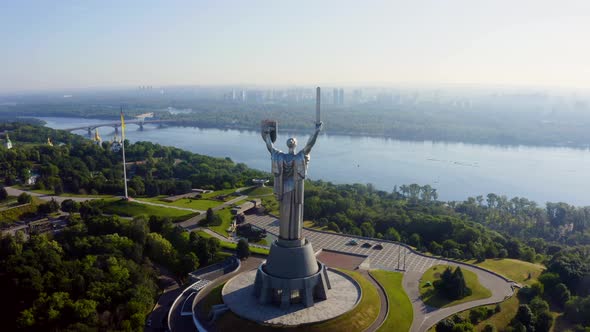 Aerial View of the Mother Motherland Monument in Kiev