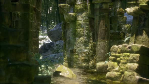 Stone Ruins in a Forest, Abandoned Ancient Castle alt