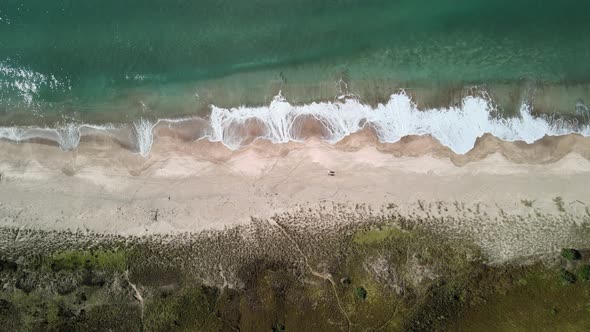 Hahei beach famously known for its hot water seen from above