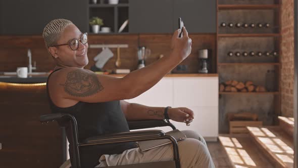 Handicapped Woman Taking Selfie