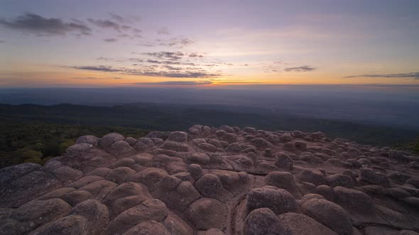 Time lapse of dry rock stones in Lan Hin Pum, Phu Hin Rong Kla National Park, Phitsanulok,