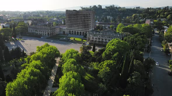 Freedom Square and the Government House in the City of Sukhum