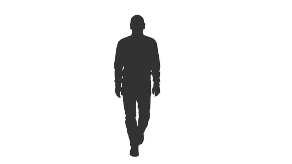 Silhouette of Walking Bald Man