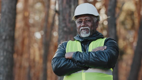 Mature Developer Forestry Engineer Foreman Professional Construction Worker in Uniform and