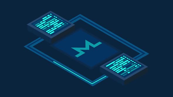 Monero coin Cryptocurrency Block Chain Isometric Animation