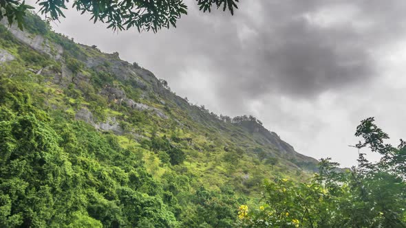 Green Mountain And Cloudy Sky