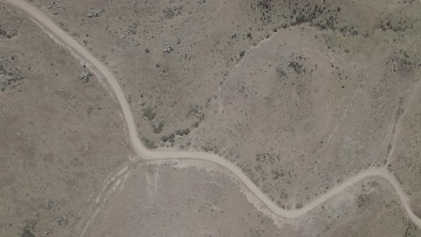 Gravel road top down aerial