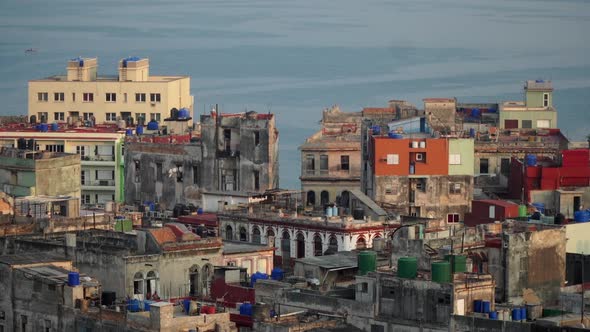 Skyline of Havana, Cuba with buildings and ocean in the background