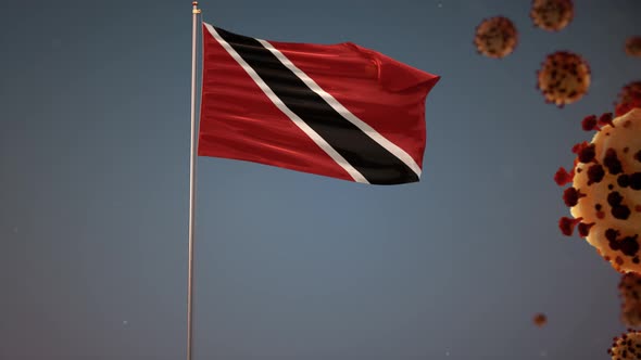 Trinidad And Tobago Flag With Corona Virus Attack 4K