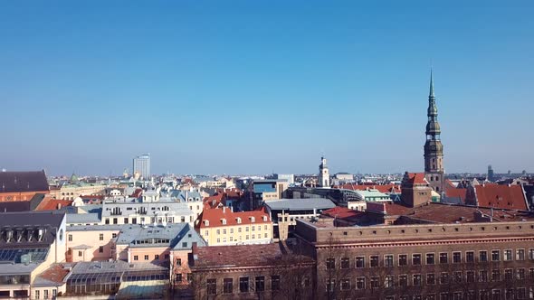 Riga Old Town Aerial 4k