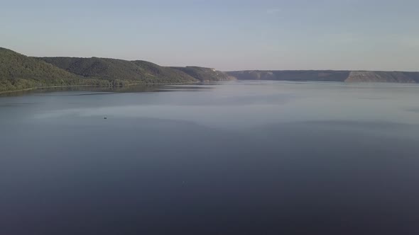 Bakota Bay, Ukraine, Scenic Aerial View To Dniester, Stones Above the Lake Blue Water, Sunny Day