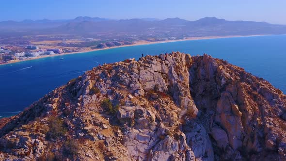 Mountain top fly over in Cabo San Lucas Mexico