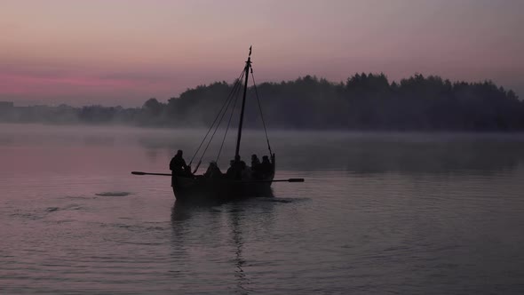 Old boat at sunrise