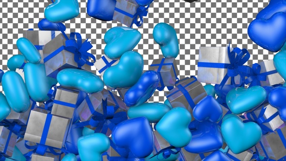 Valentines Day Hearts and Gift Boxes Transition – Blue alt