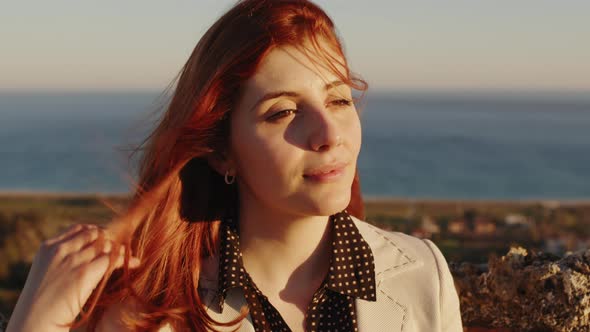 close up of girl with red hair