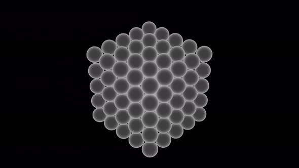 Abstract rotating cube from spheres