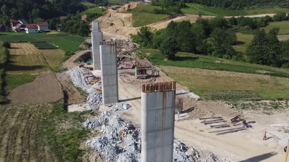 Aerial Shot New Road Or Highway Construction Site 4K - V7