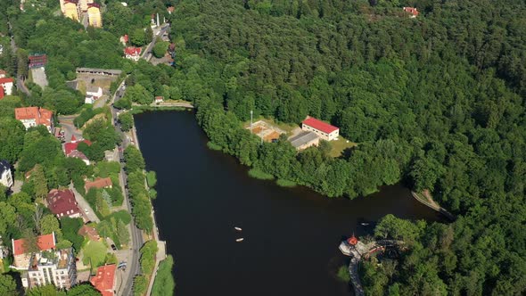 Aerial View From Drone on Svetlogorsk Town and Tikhoe Lake