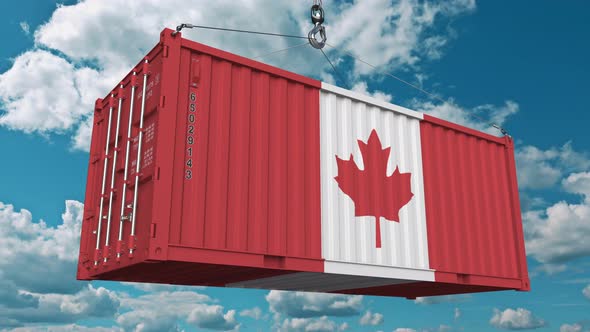 Cargo Container with Flag of Canada alt