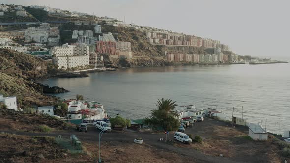 Aerial Survey Above the Coast in Tenerife, Canary Islands