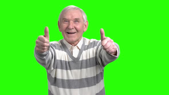 Glad Grandpa Shows Two Thumbs Up