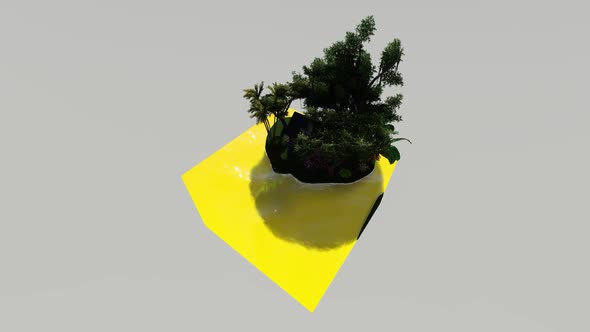 Isometric yellow ocean bordered by forest
