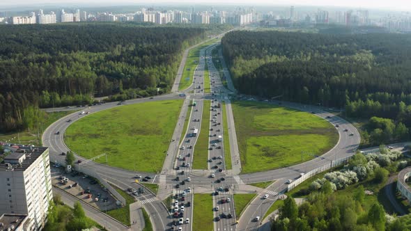 Aerial View of a Car Interchange