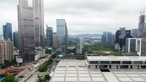 Timelapse Buildings of Futian with Shenzhen Advertisements