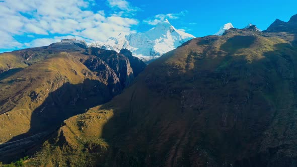 The high altitude mountains in the Peruvian Andes home to glaciers melting due to global warming - a