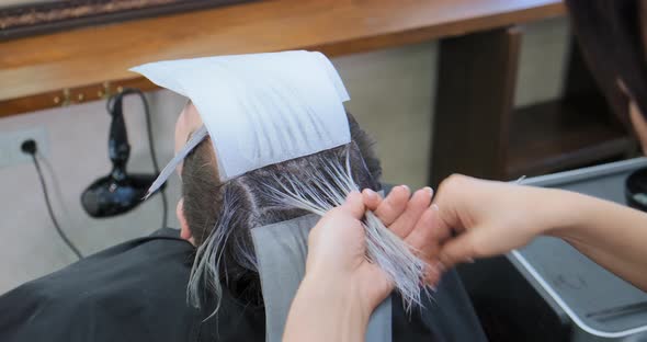 Professional Hairdresser Combs Visitor Hair of Grey Colour