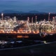 Hyperlapse Timelapse Aerial view night light oil refinery terminal is industrial facility - VideoHive Item for Sale