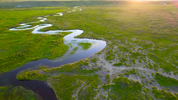 Aerial Photography Of River Plain