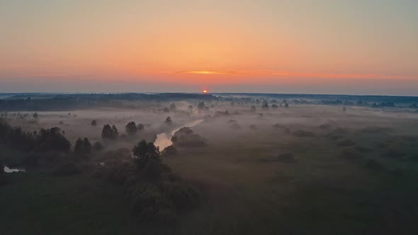 Amazing Sunrise Over Misty Landscape