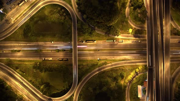 4K : Aerial hyperlapse drone shot of fast moving Highway road.