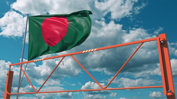 Swing Arm Road Barrier and Flag of Bangladesh