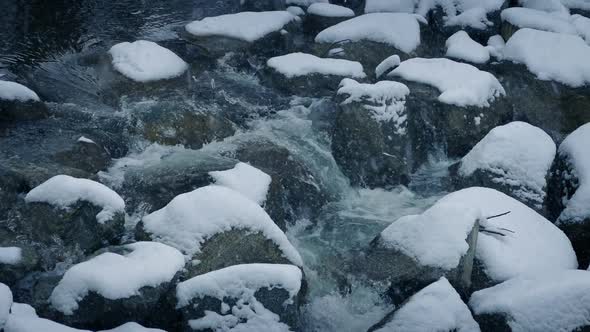 River Through Snowy Rocks