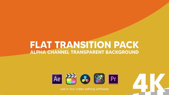 Flat Transition Pack alpha channel transparent background orange and yellow color 4K