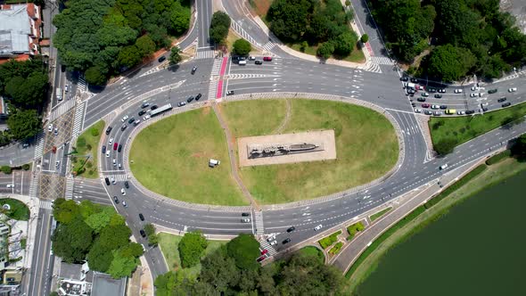 Downtown of Sao Paulo Brazil. Stunning landscape of Ibirapuera park.