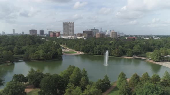 This video is about an aerial view of Hermann Park in Houston, Texas. This video was filmed in 4k fo