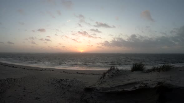 Beautiful sunset on a windy day at the beach