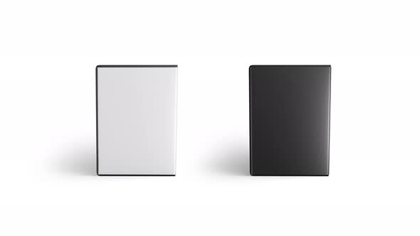 Blank black and white dvd disk case, looped rotation