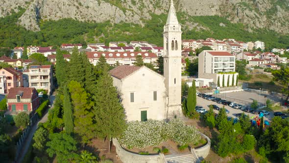 Around ofSt Matthew the Apostle Church in Dobrota Town of Kotor Bay Montenegro