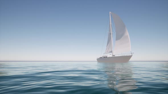 Sailboat on Calm Water For Lifestyle Design Summer Landscape