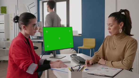 Women Working Together with Green Screen