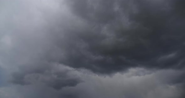 Stormy Snow Clouds. The Sky Is Covered With Thick Clouds. Timelapse