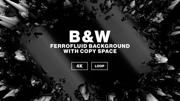 Black and white ferrofluid background with copy space