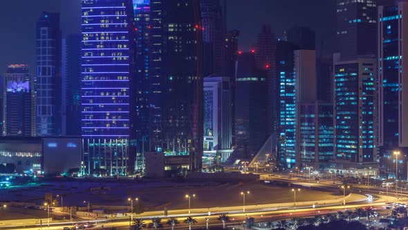 The Skyline of the West Bay Area From Top in Doha Timelapse Qatar