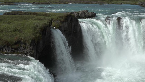 Iceland.  Idyllic view of beautiful Godafoss waterfall. Icelandic waterfall on the North of island.