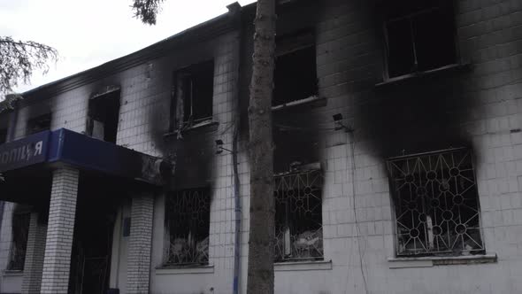 Burned Down Police Station in Borodyanka Ukraine